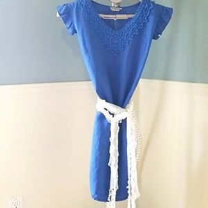 Italian Bright Blue Linen Summer Dress